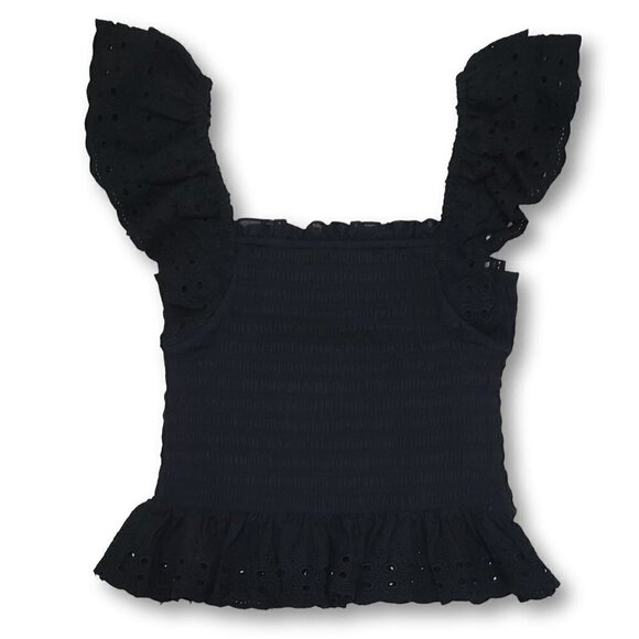 NWT House Of Harlow Smocked Flutter Sleeve Tie Back Top - Picture 4 of 6